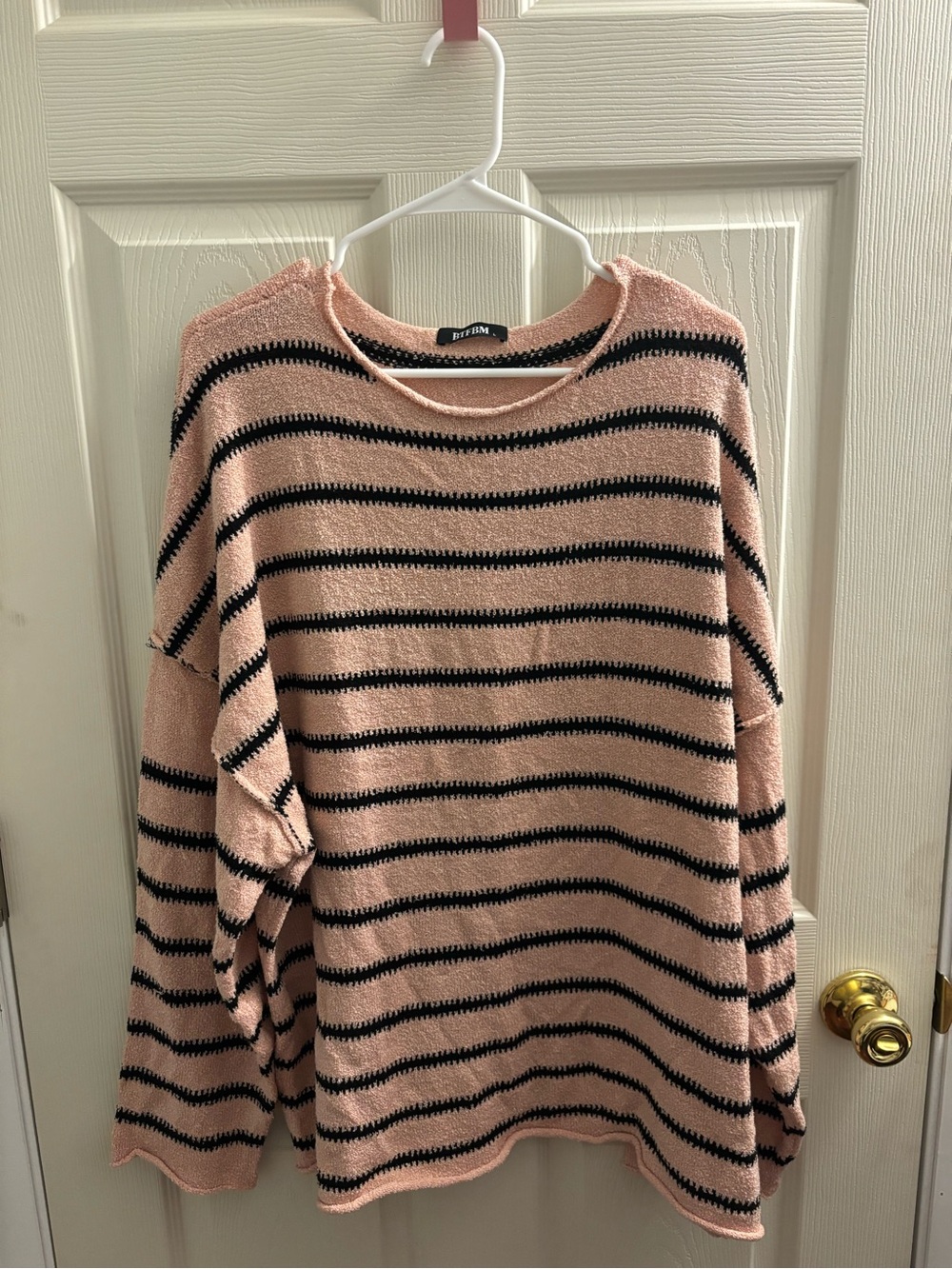 Pink & Black Striped Women's Sweater L